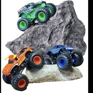 Vibrant Monster Truck Trio - Green, Orange, Blue